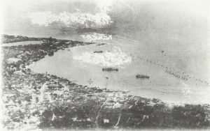 Aerial view of Carlisle Bay including torpedo net - 1942
