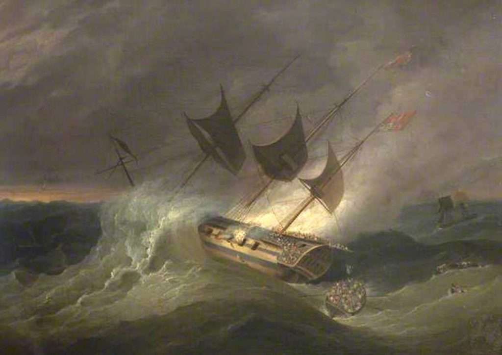 The burning of The Kent East Indiaman in the Bay of Biscay 1 March 1825