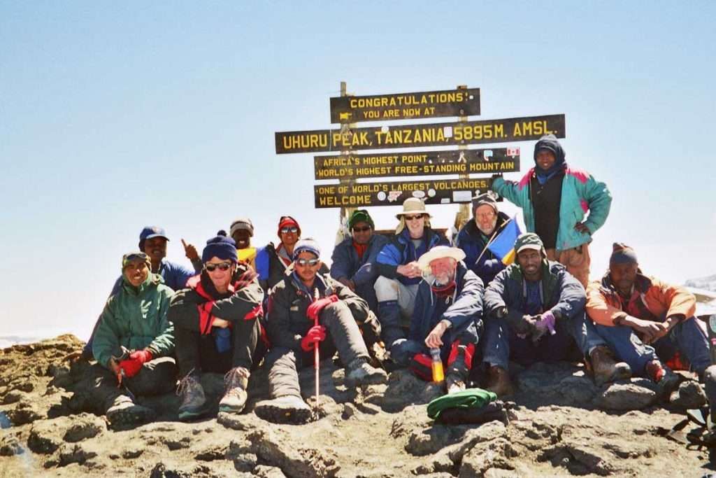 Bajans on top of Mount Kilimanjaro